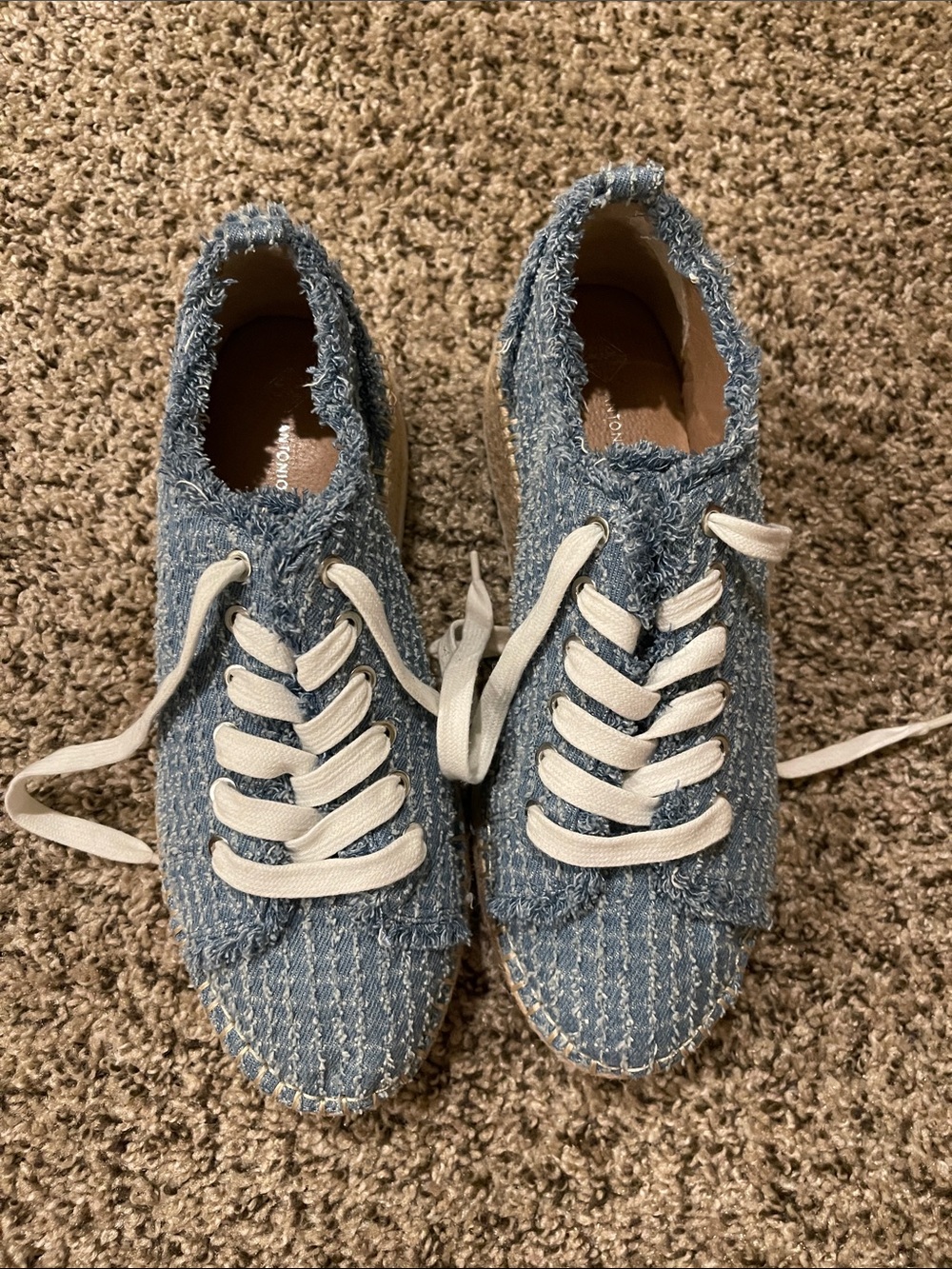 ANTONIO MELANI Light Blue Denim Lace-Up Women's Sneakers